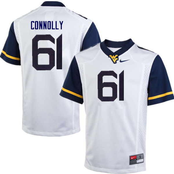 Men #61 Tyler Connolly West Virginia Mountaineers College Football Jerseys Sale-White - Click Image to Close